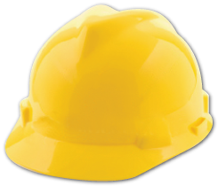 a yellow hard hat